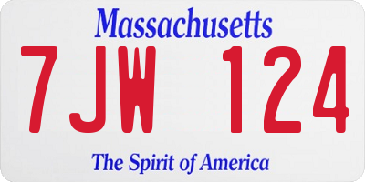 MA license plate 7JW124