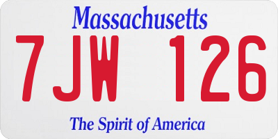 MA license plate 7JW126