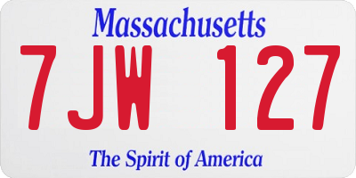 MA license plate 7JW127
