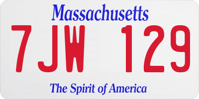 MA license plate 7JW129