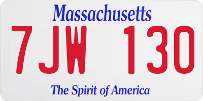 MA license plate 7JW130