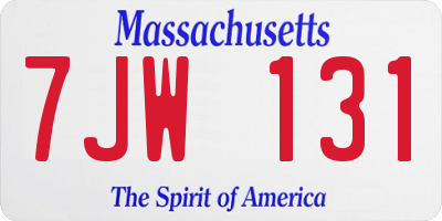 MA license plate 7JW131