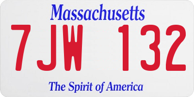 MA license plate 7JW132