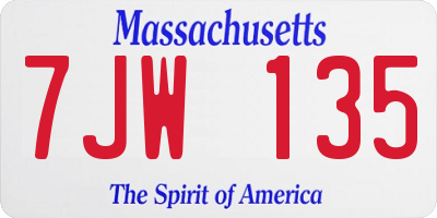 MA license plate 7JW135