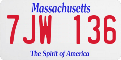 MA license plate 7JW136