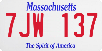 MA license plate 7JW137