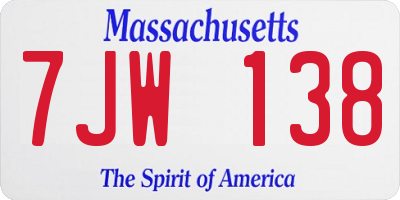 MA license plate 7JW138