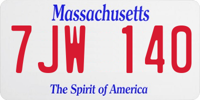 MA license plate 7JW140