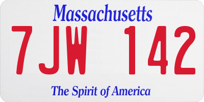 MA license plate 7JW142