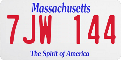 MA license plate 7JW144