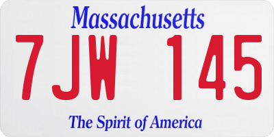 MA license plate 7JW145