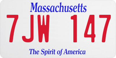 MA license plate 7JW147