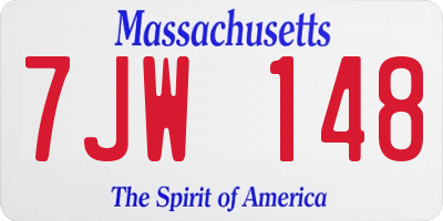 MA license plate 7JW148
