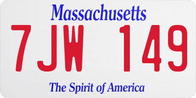MA license plate 7JW149