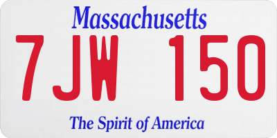MA license plate 7JW150