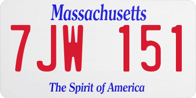 MA license plate 7JW151