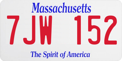 MA license plate 7JW152
