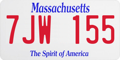 MA license plate 7JW155