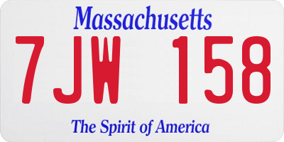 MA license plate 7JW158