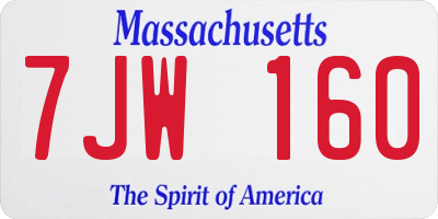 MA license plate 7JW160