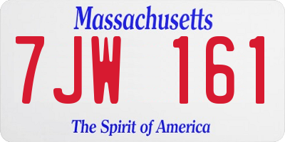 MA license plate 7JW161