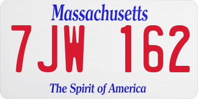 MA license plate 7JW162