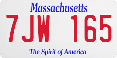 MA license plate 7JW165