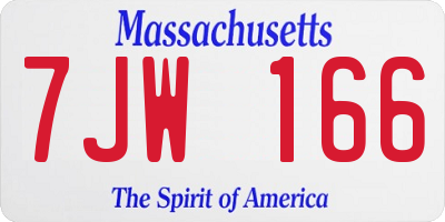 MA license plate 7JW166