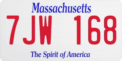 MA license plate 7JW168