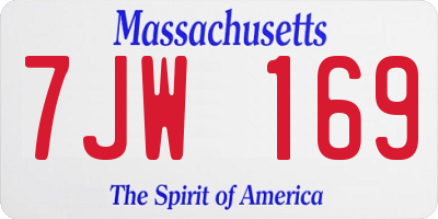MA license plate 7JW169
