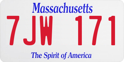 MA license plate 7JW171