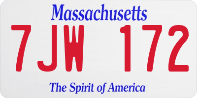 MA license plate 7JW172