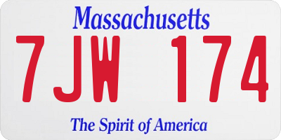 MA license plate 7JW174