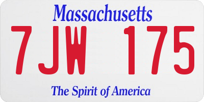 MA license plate 7JW175