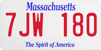 MA license plate 7JW180