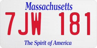 MA license plate 7JW181