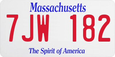 MA license plate 7JW182