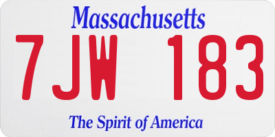 MA license plate 7JW183
