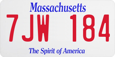 MA license plate 7JW184