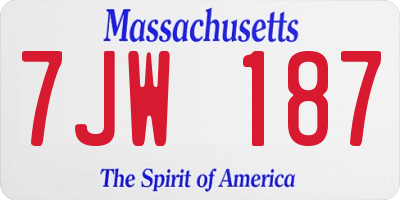 MA license plate 7JW187