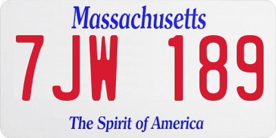 MA license plate 7JW189