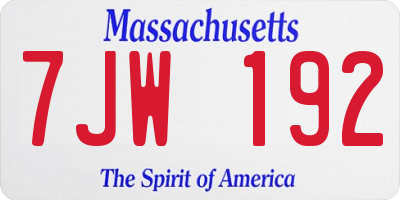 MA license plate 7JW192