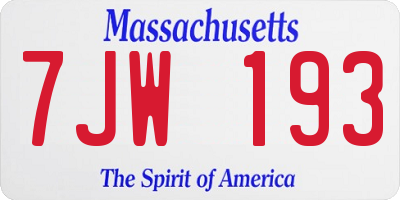 MA license plate 7JW193