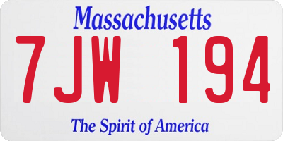MA license plate 7JW194