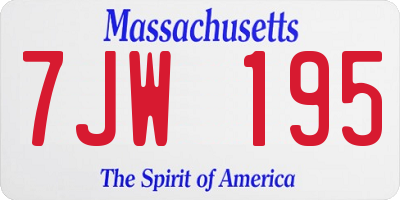 MA license plate 7JW195