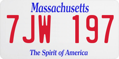 MA license plate 7JW197