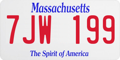 MA license plate 7JW199