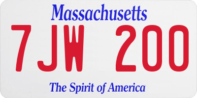 MA license plate 7JW200