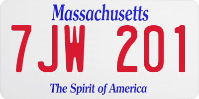 MA license plate 7JW201