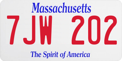 MA license plate 7JW202